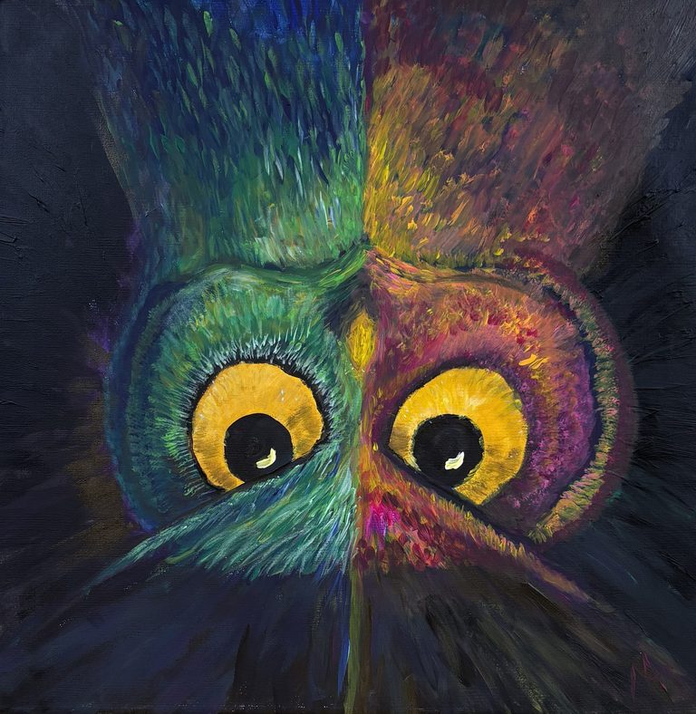 Abrazadas desde arriba - Acrilico sobre tela (2025)