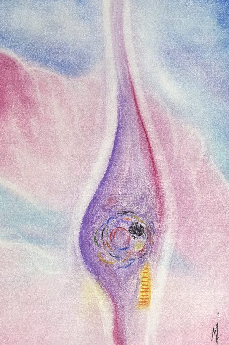 Abrazo flor - pastel tiza sobre papel (2023)